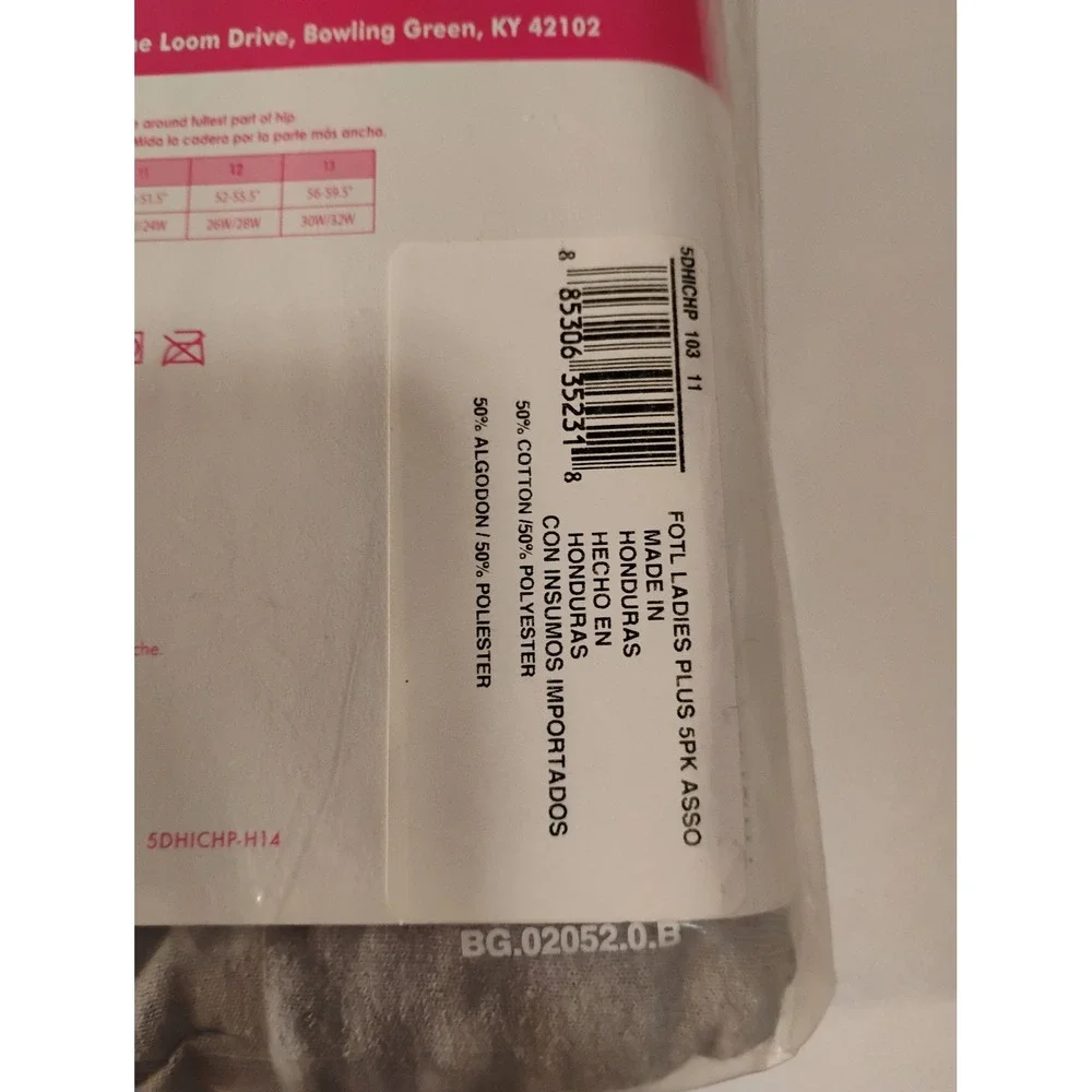 Fruit of the Loom fit for Me Heather Hi-Cuts Panties Size 11 Comfort Leg Bands